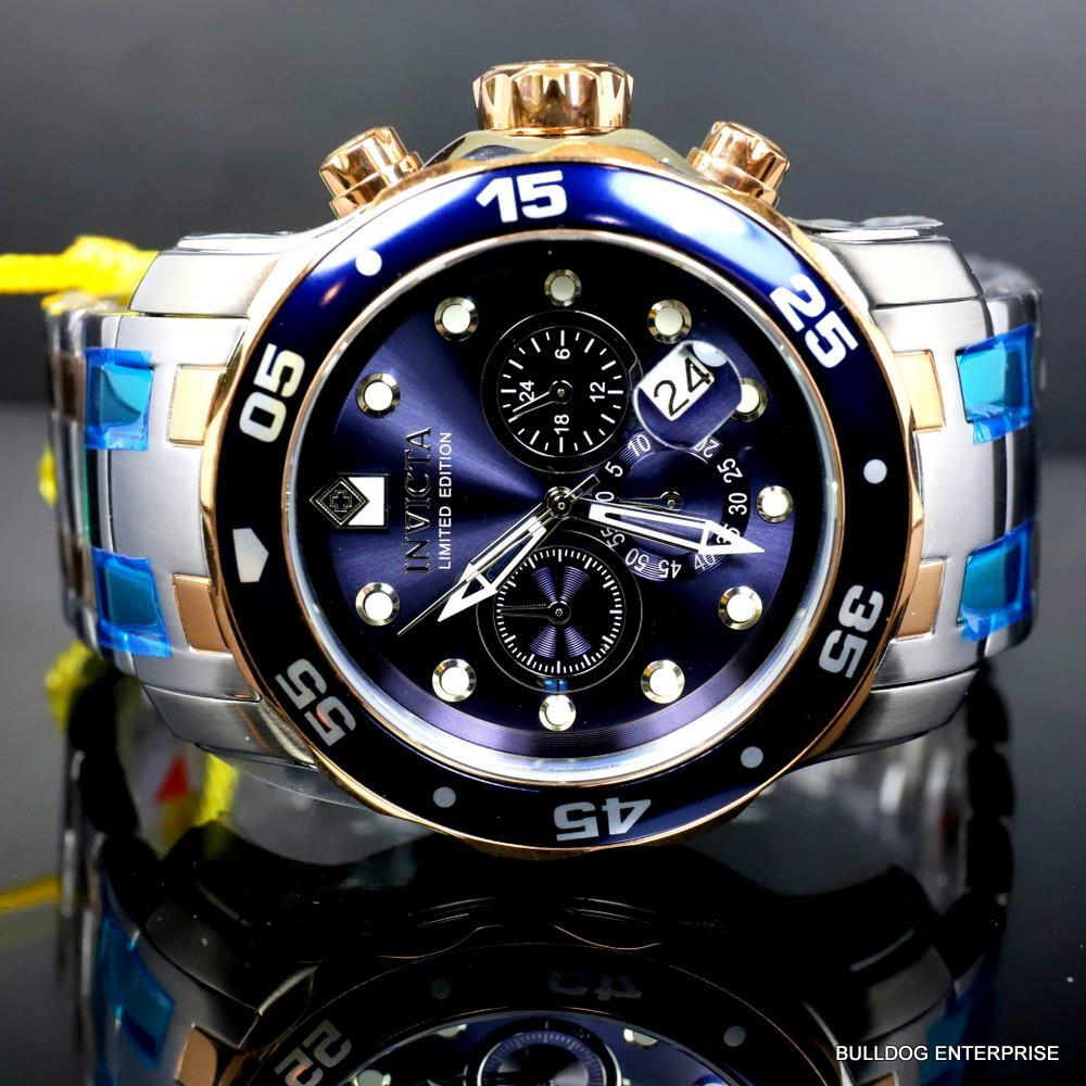 Invicta Pro Diver Scuba Limited Edition Chronograph 48mm Steel Blue Watch New