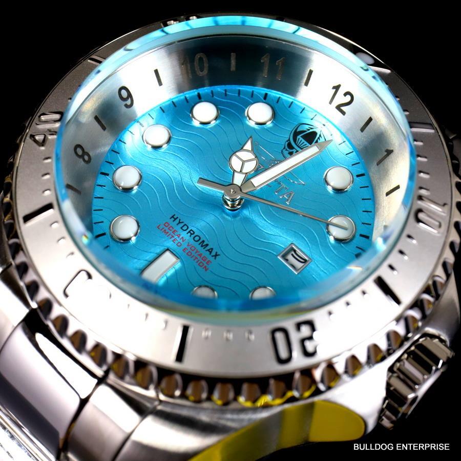 Invicta Hydromax Ocean Voyage Aqua Blue Steel Chronograph Limited Edtn 52mm New