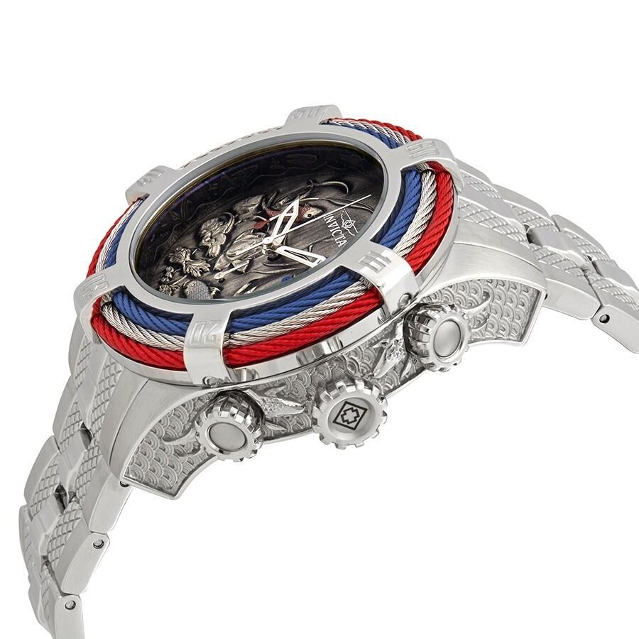 Invicta Bolt Tri Cable Red Blue Koi 54mm Stainless Steel Chronograph Watch New
