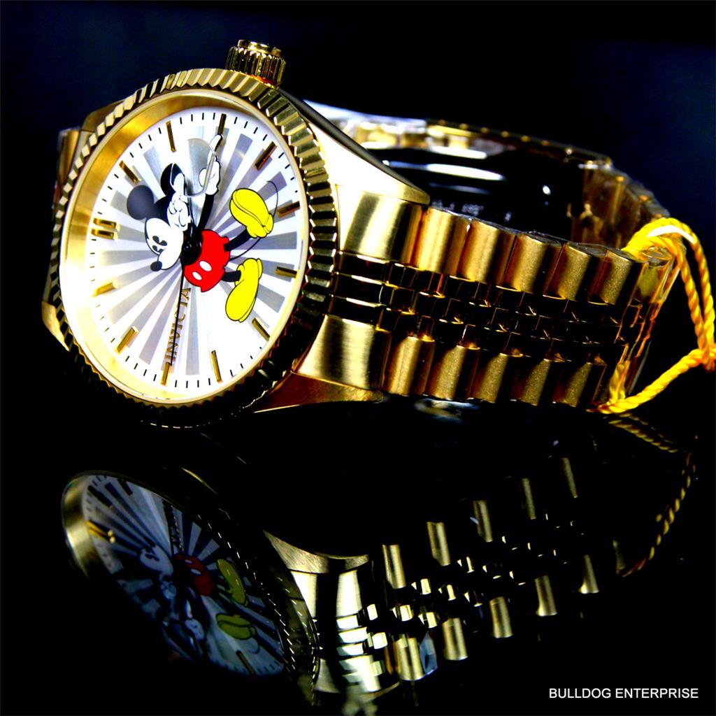 Invicta Disney Mickey Mouse Steel Gold Plated Limited Edition Watch New