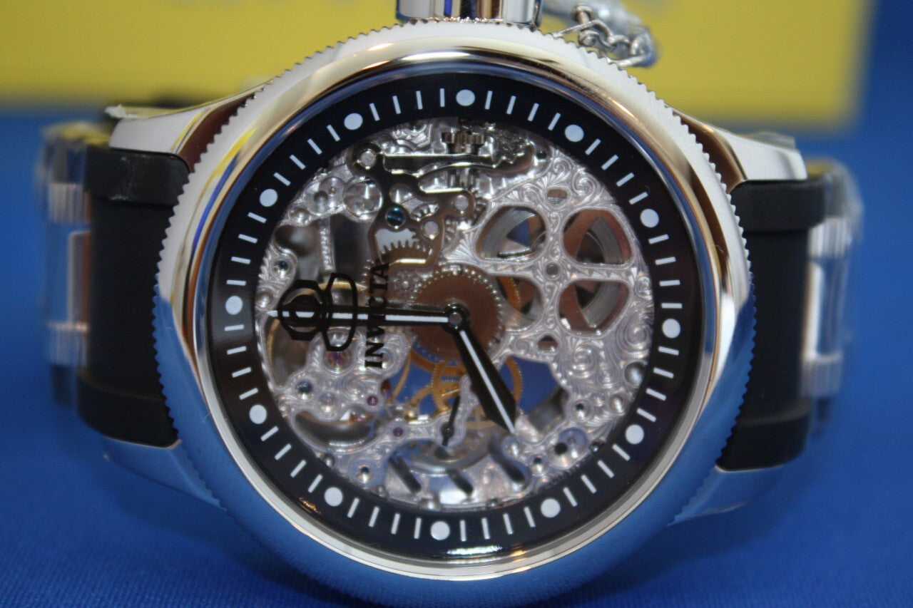 Men's Invicta Quinotaur Russian Diver Skeleton Mechanical Silver Watch New 1088