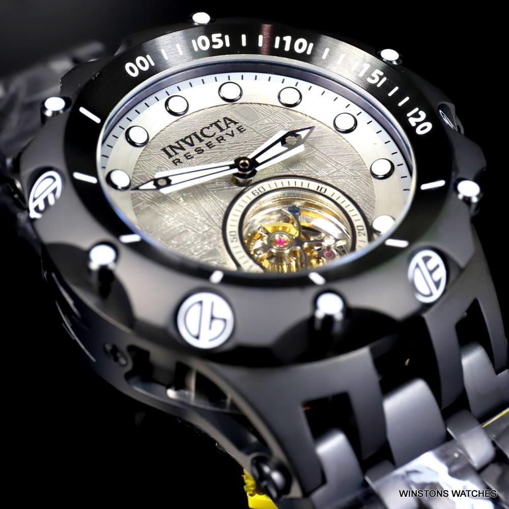 Invicta Reserve Venom Hybrid Meteorite Tourbillon Black Steel Watch 52mm New