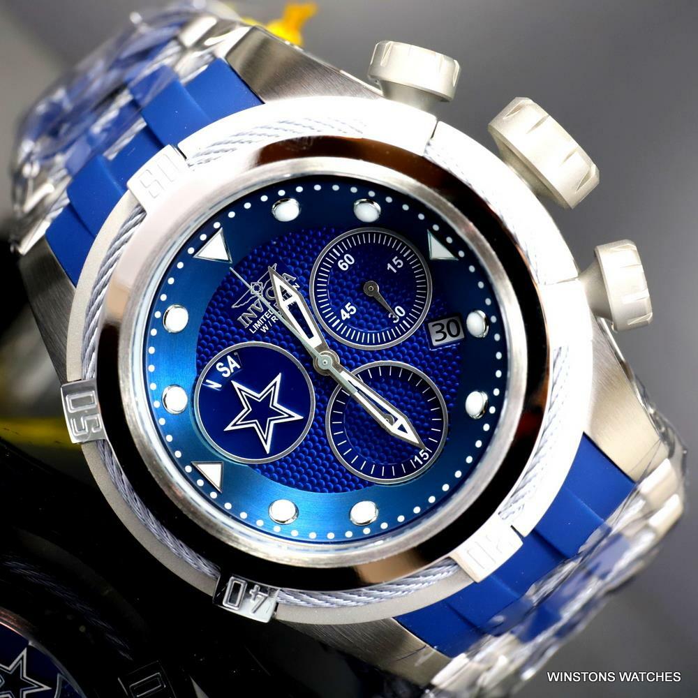 Invicta NFL Bolt Zeus Dallas Cowboys Chronograph Swiss Mvt Blue 52mm Watch New