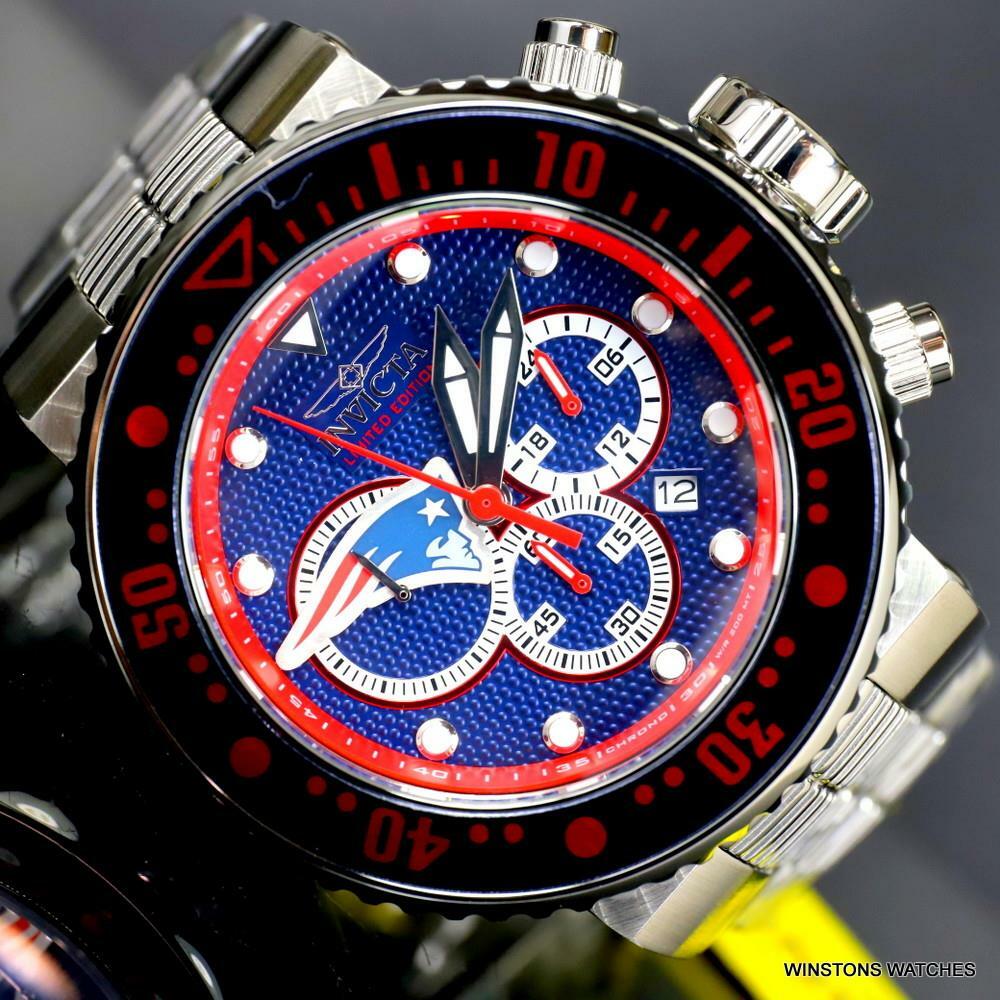 Invicta NFL Grand Pro Diver New England Patriots Blue Chronograph 52mm Watch New