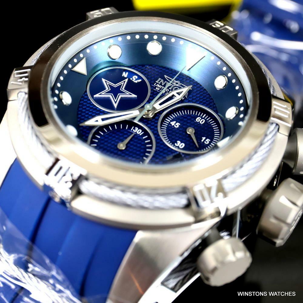 Invicta NFL Bolt Zeus Dallas Cowboys Chronograph Swiss Mvt Blue 52mm Watch New