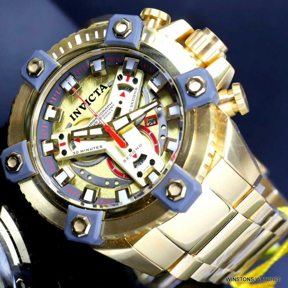 Invicta Grand Octane Coalition Forces 63mm Gold Plated Swiss Mvt Watch New