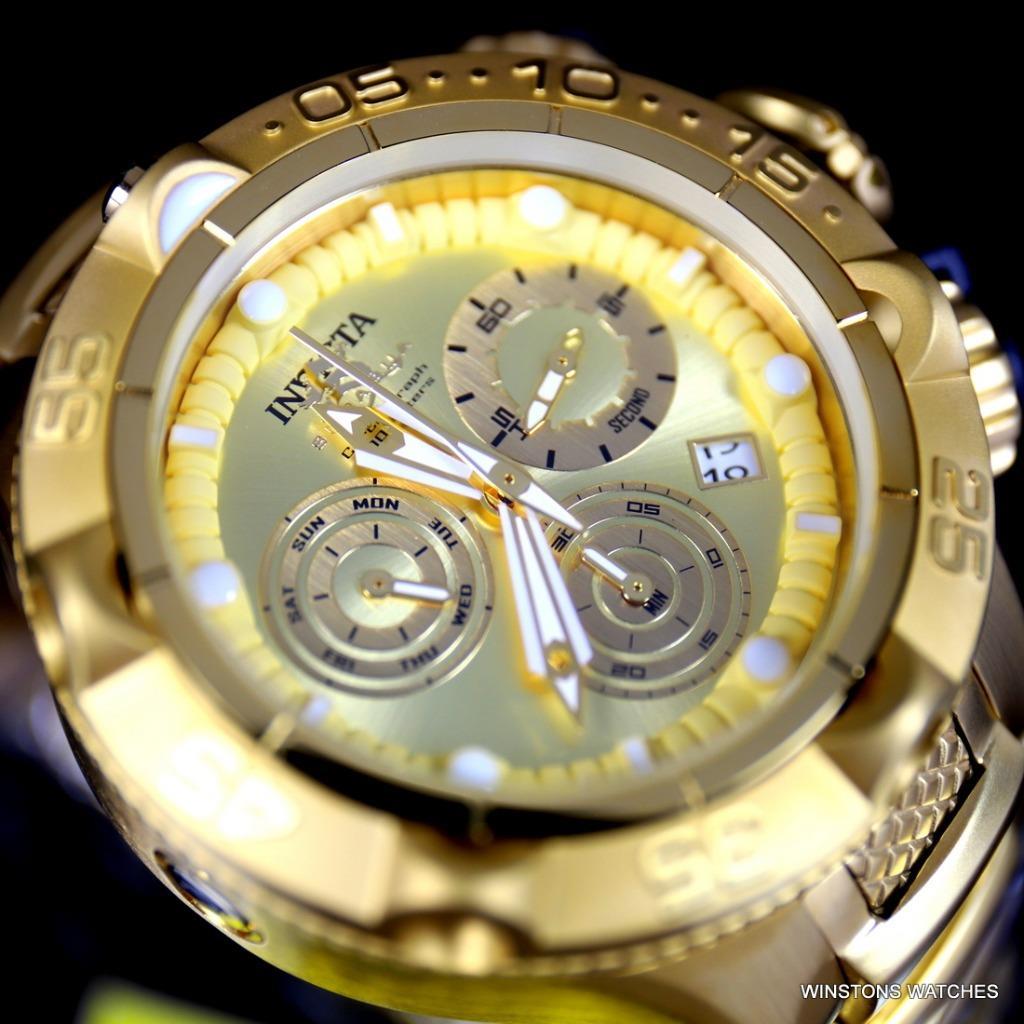 Invicta Subaqua Noma V Gold Plated Stainless Steel Chronograph 50mm Watch New