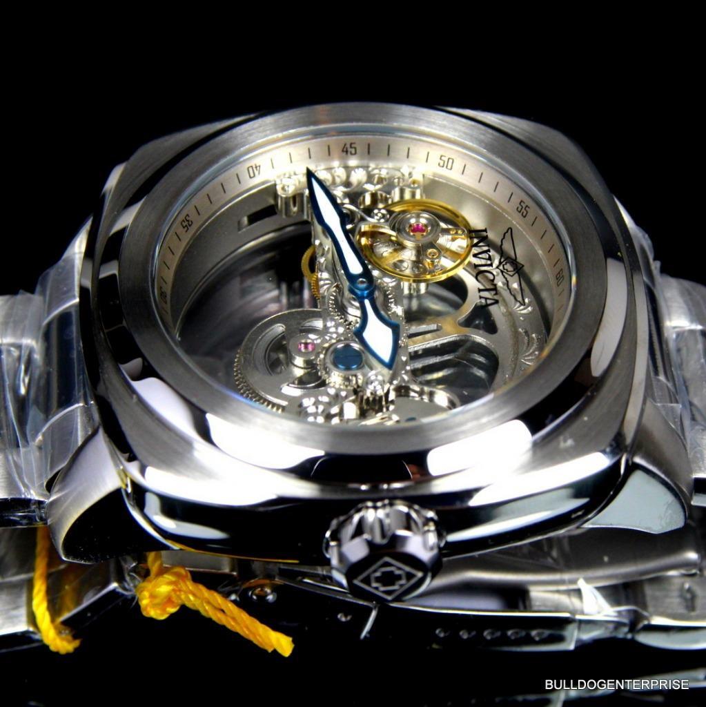 Invicta Aviator Ghost Bridge Mechanical Skeleton Silver Steel 48mm Watch New