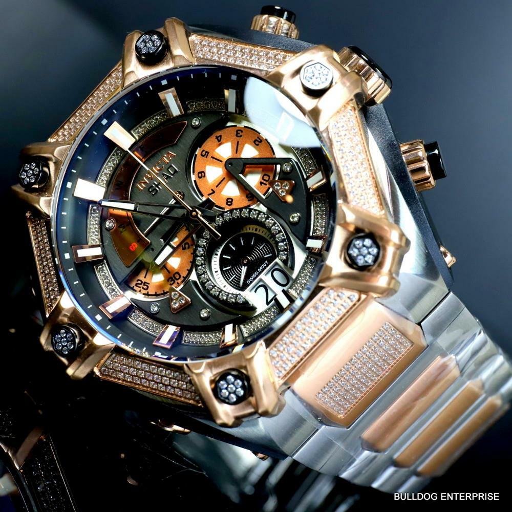 Invicta Shaq Bolt 1.4CTW Diamond Steel Swiss Mvt Rose Gold 2 Tone Watch 60mm New