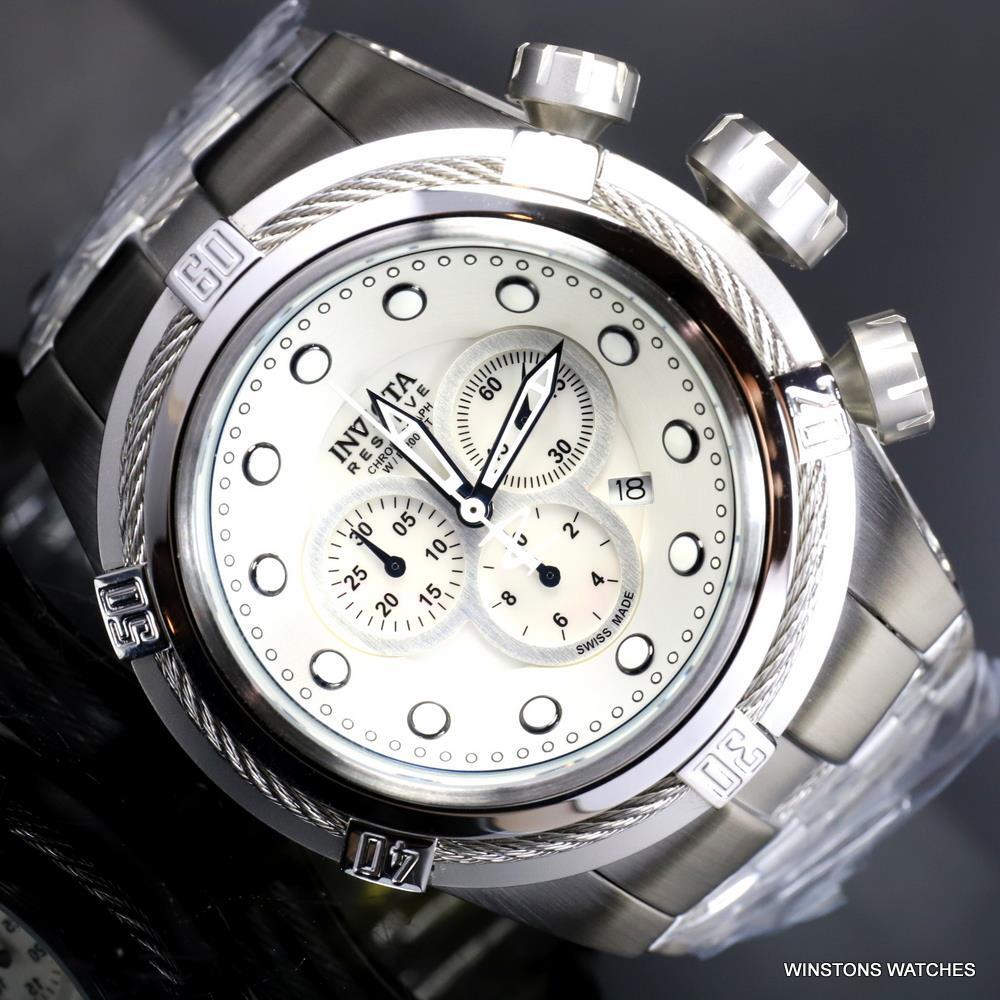 Invicta Reserve Bolt Zeus Swiss Made 52mm Stainless Steel White MOP Watch New