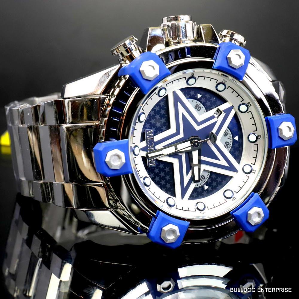 Invicta NFL Dallas Cowboys Grand Octane 63mm Stainless Steel Chrono Watch New