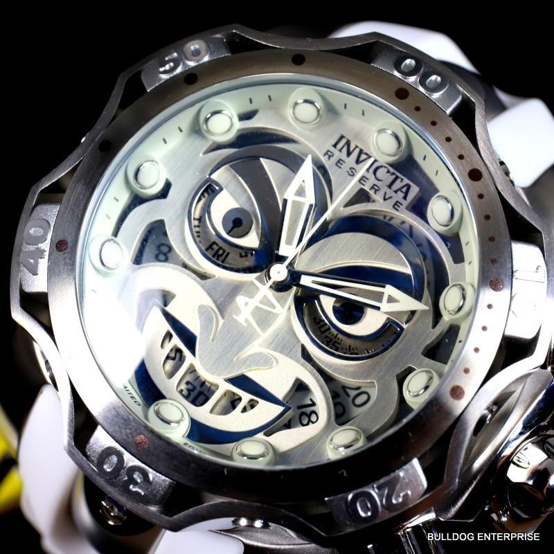Invicta Reserve Venom DC Comics Joker White Silver-Tone 52mm Swiss Mvt Watch New
