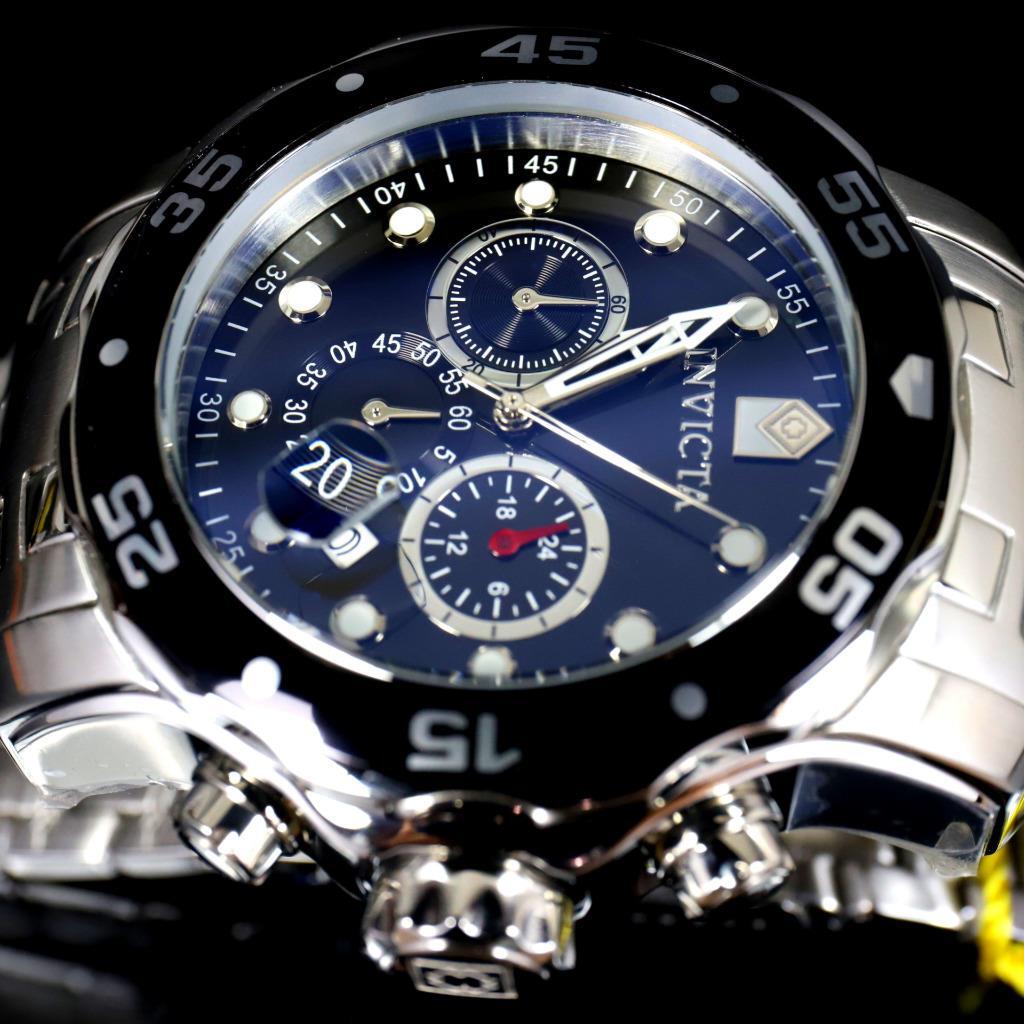 Invicta Pro Diver Scuba Black Dial Chronograph Stainless Steel Watch 48mm New