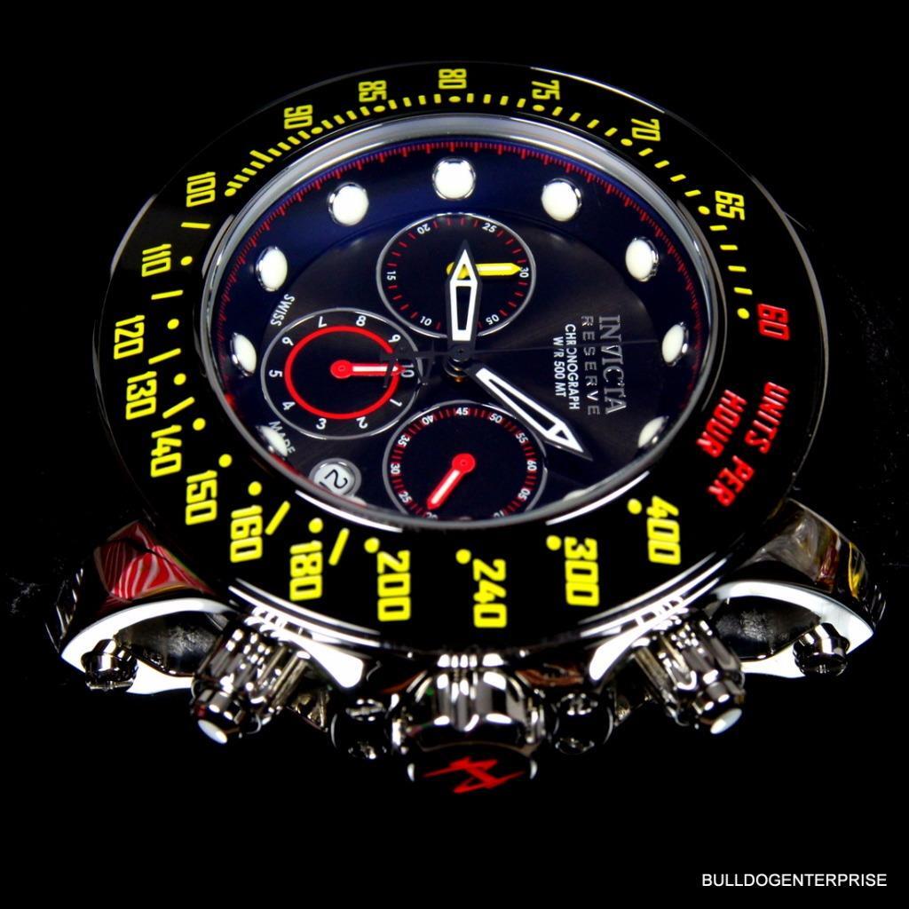 Invicta Reserve Subaqua Trackmaster Black Yellow Red 52mm Swiss Made Watch New
