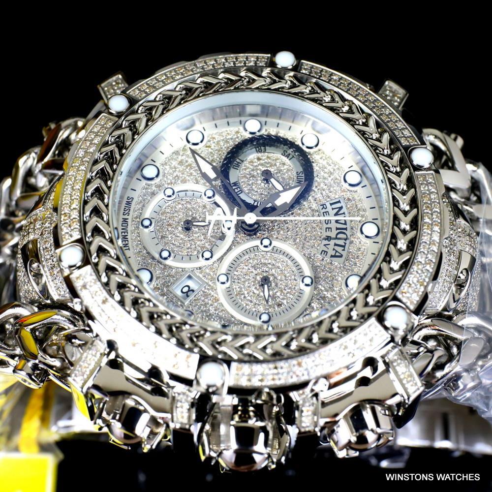 Invicta Reserve Gladiator 2.92CTW Diamond Stainless Steel Swiss 61mm Watch New