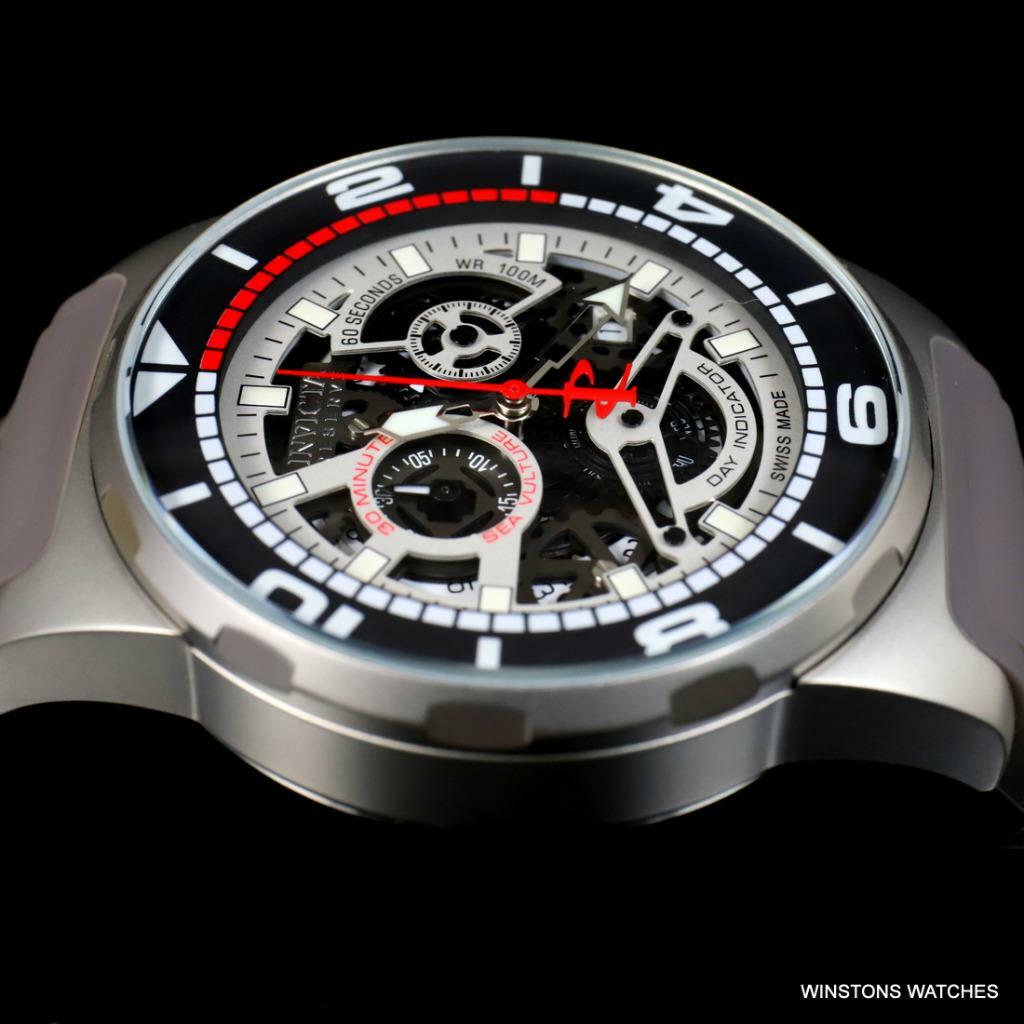 Invicta Reserve Sea Vulture Swiss Made 47mm Gray Rubber Skeletonized Watch New