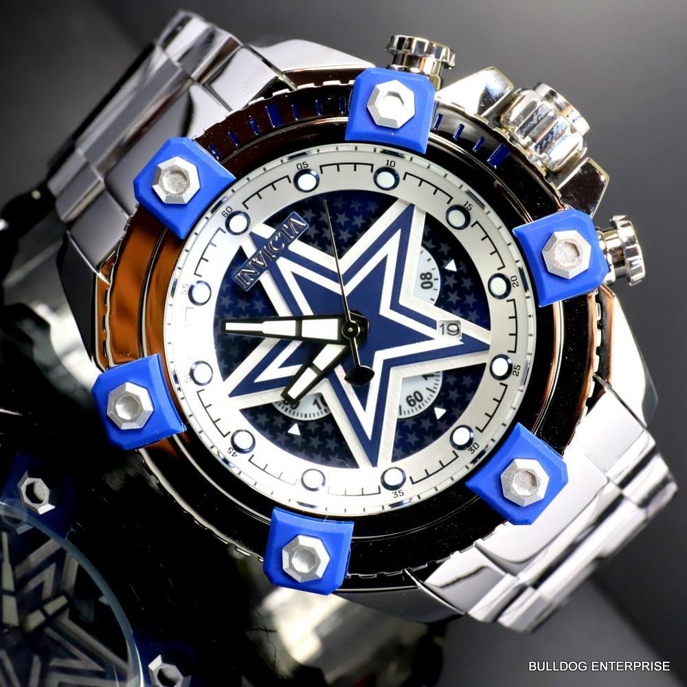 Invicta NFL Dallas Cowboys Grand Octane 63mm Stainless Steel Chrono Watch New