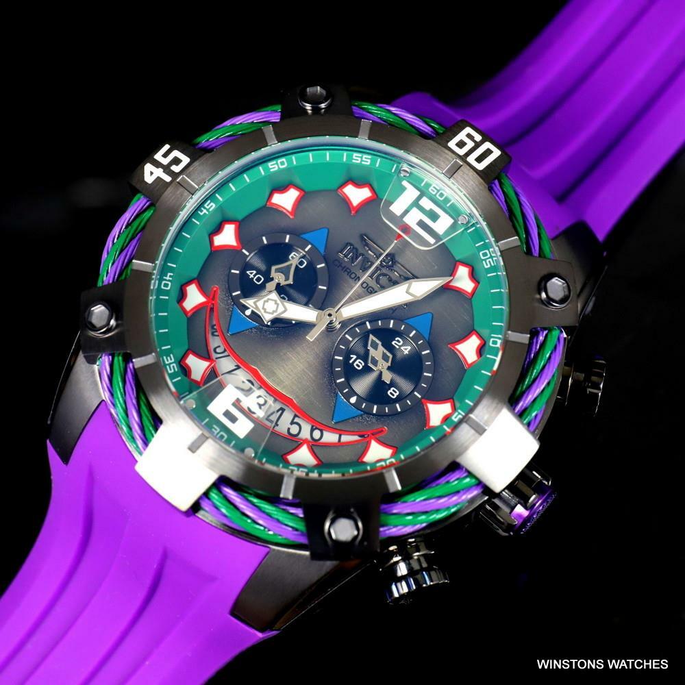 Invicta DC Comics Joker Bolt Limited Edition 50mm Purple Chronograph Watch New