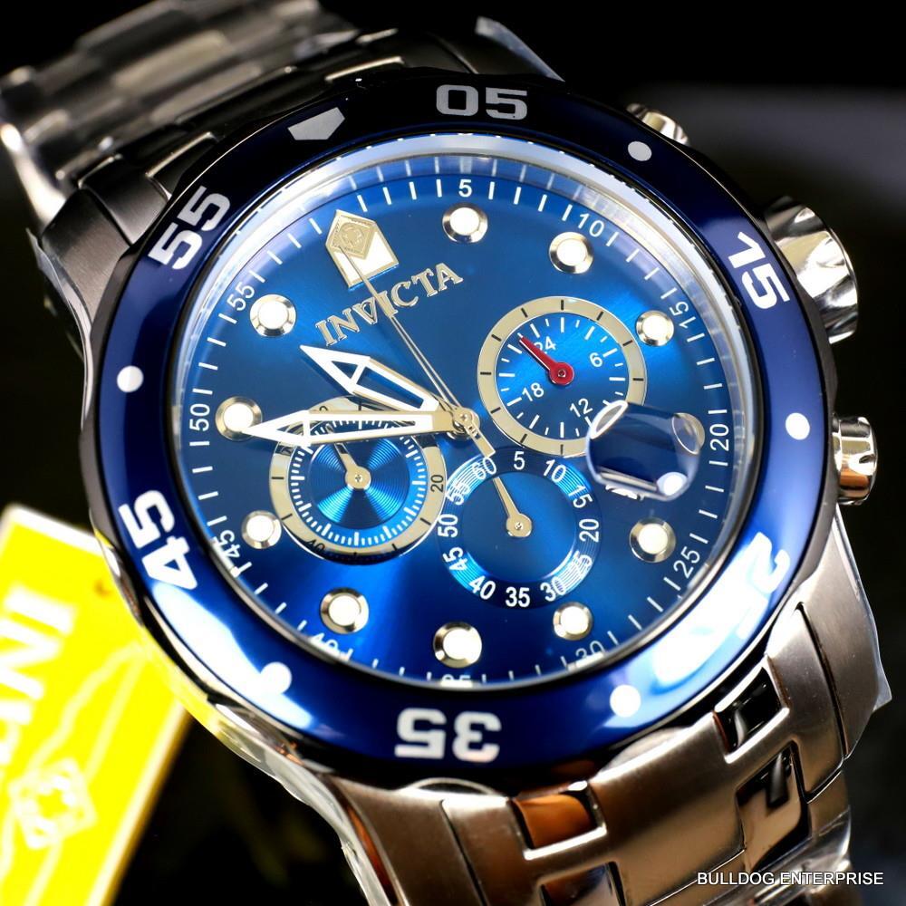Invicta Pro Diver Scuba Chronograph 48mm Stainless Steel Bracelet Blue Watch New