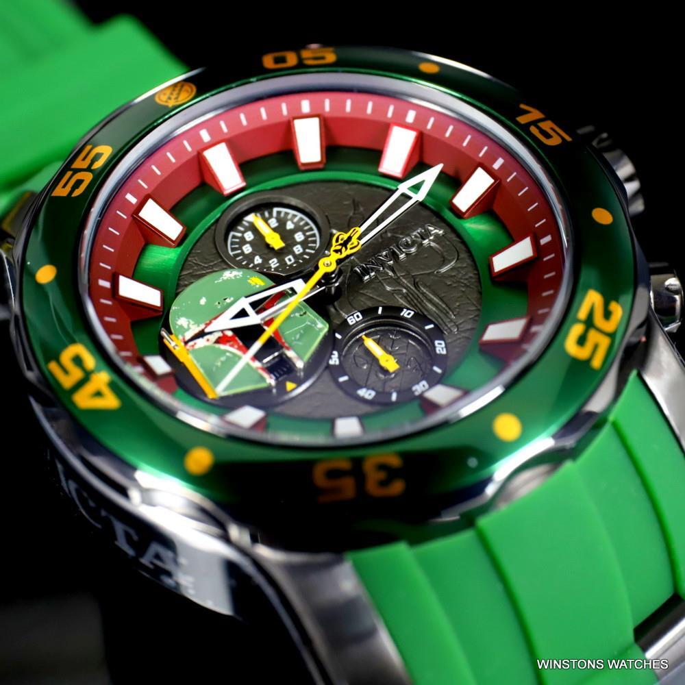 Invicta Star Wars Boba Fett Pro Diver Scuba Green 48mm Chronograph Watch New