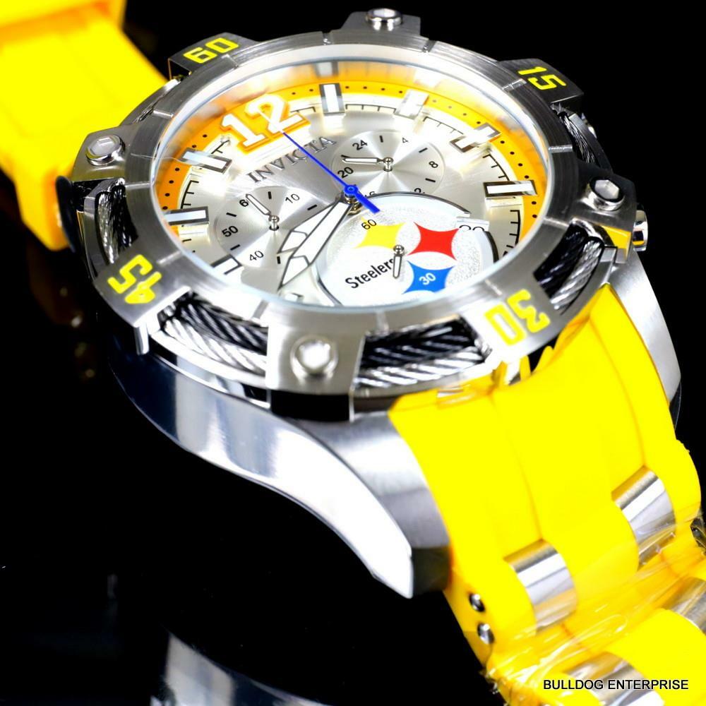 Invicta NFL Pittsburgh Steelers Bolt Pro Diver Scuba Chronograph Watch 52mm New