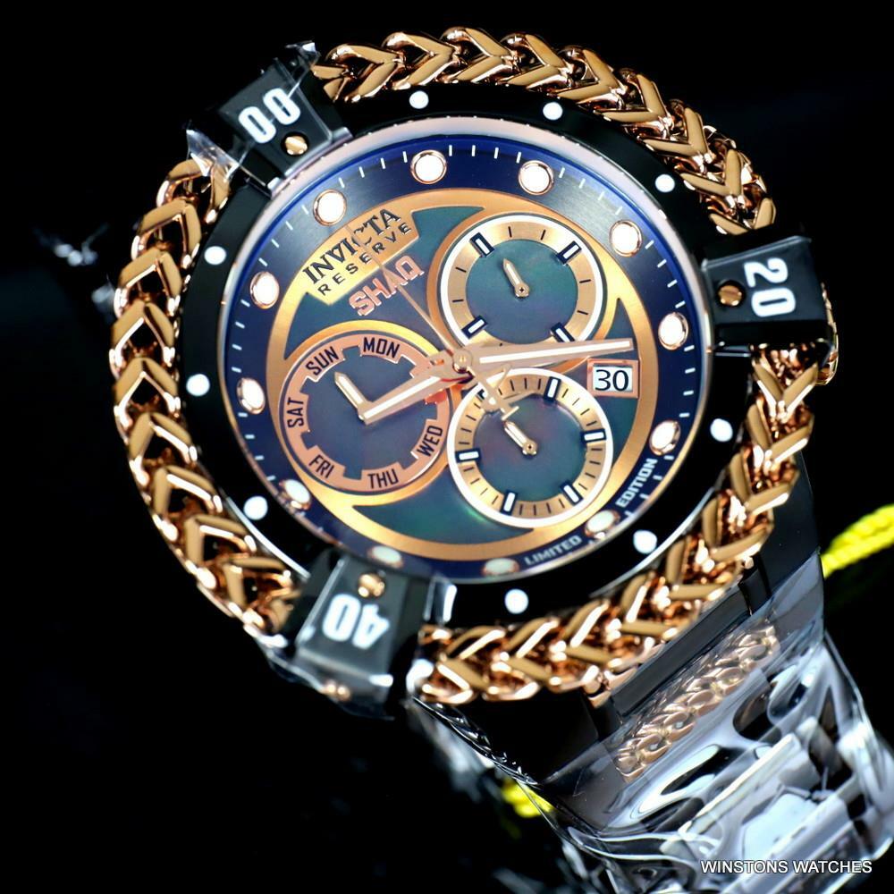 Invicta Reserve Shaq Hercules Black MOP Steel Rose Gold Swiss Mvt Watch 56mm New
