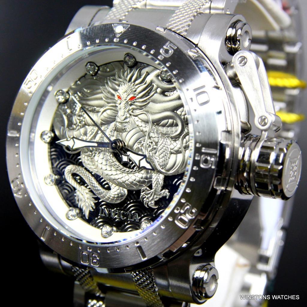 Invicta Coalition Forces Dragon Silver Tone Steel 52mm Automatic Watch New
