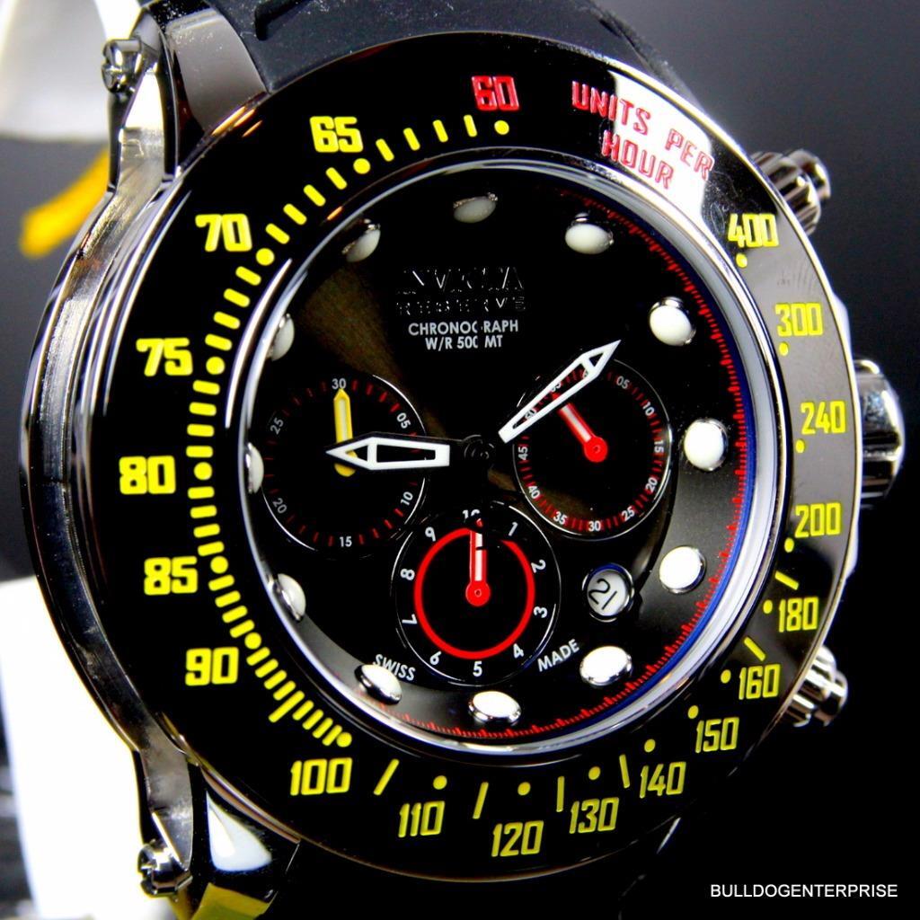Invicta Reserve Subaqua Trackmaster Black Yellow Red 52mm Swiss Made Watch New