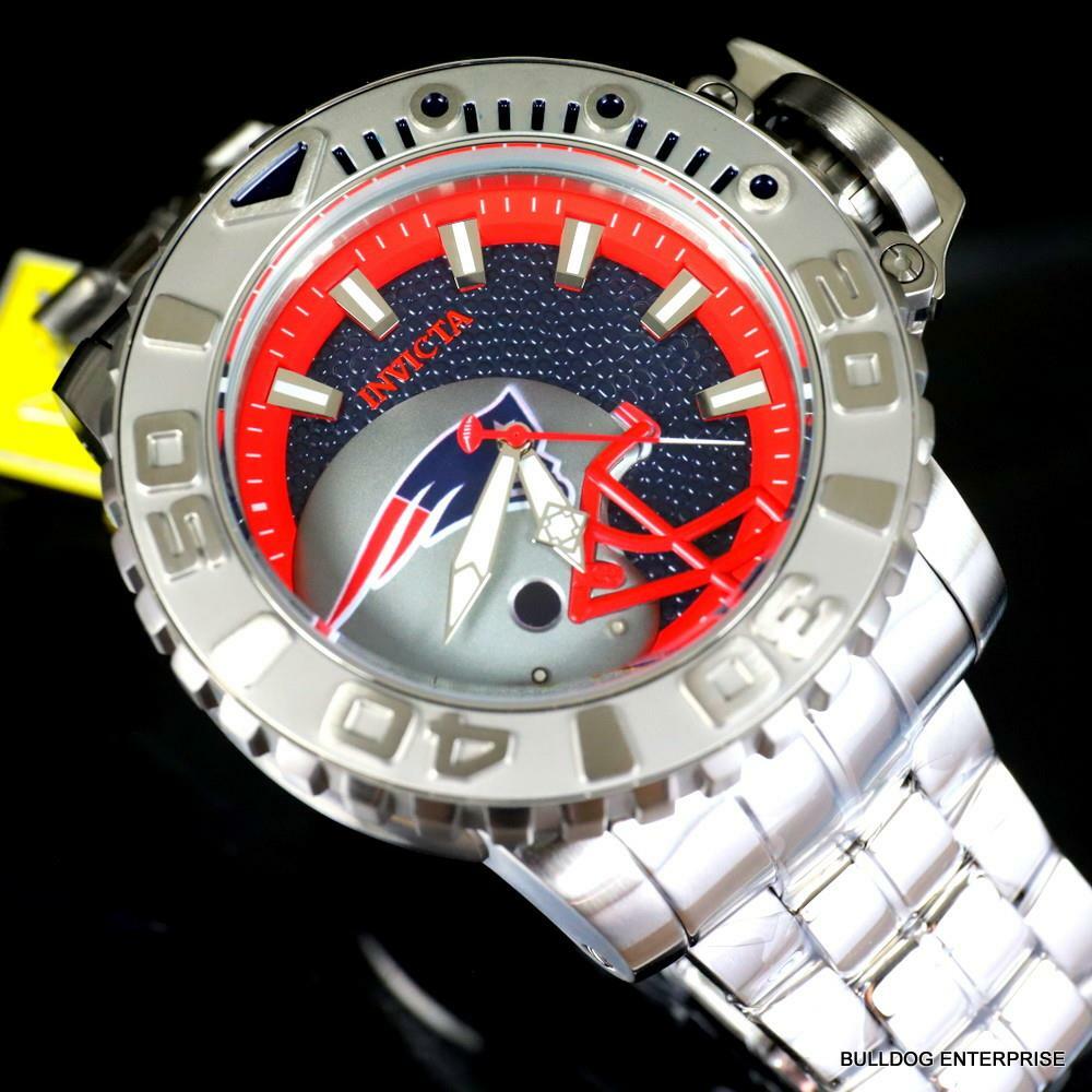 Invicta Sea Hunter Gen II NFL New England Patriots 70mm Steel Auto Watch New