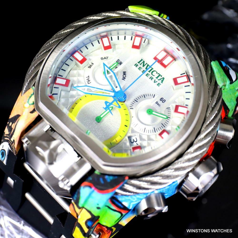 Invicta Reserve Bolt Zeus Magnum Graffiti White Swiss Mvt Dials Watch 52mm New