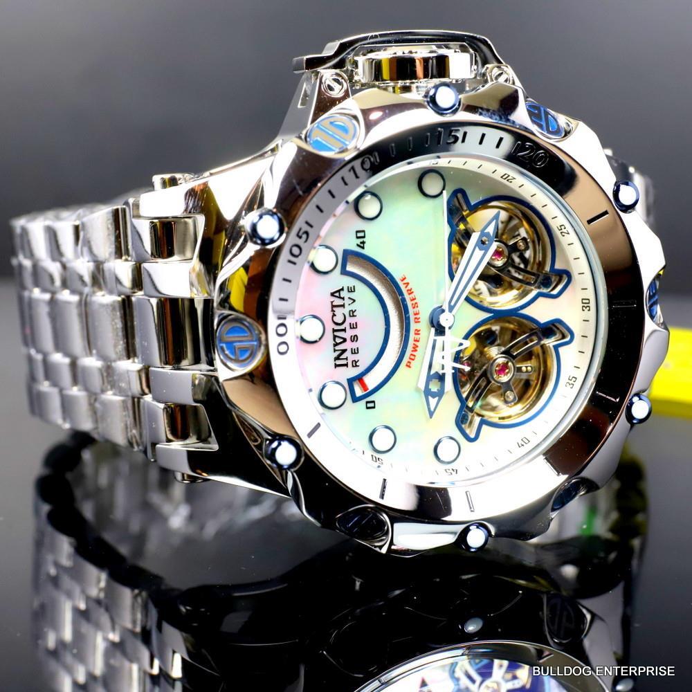 Invicta Reserve Venom Fusion Double Open Heart Automatic Steel MOP Watch New