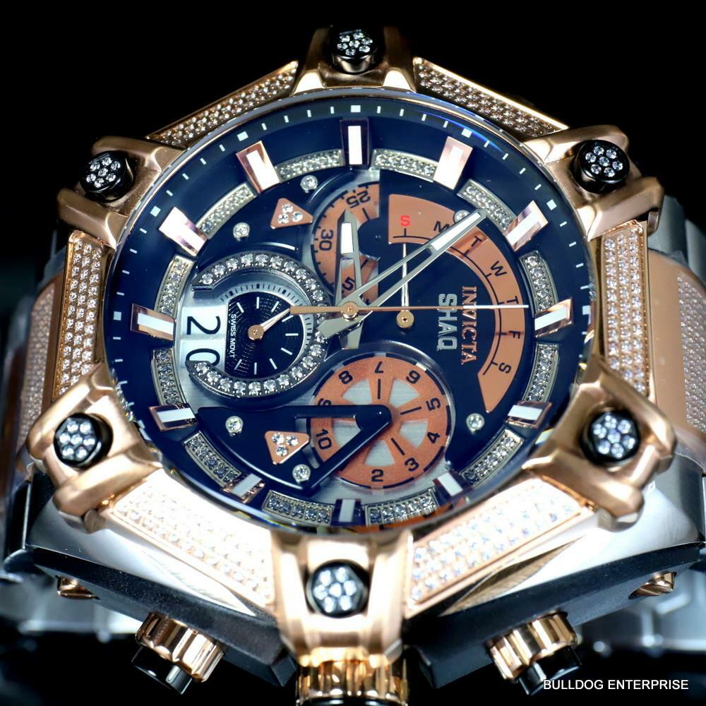 Invicta Shaq Bolt 1.4CTW Diamond Steel Swiss Mvt Rose Gold 2 Tone Watch 60mm New