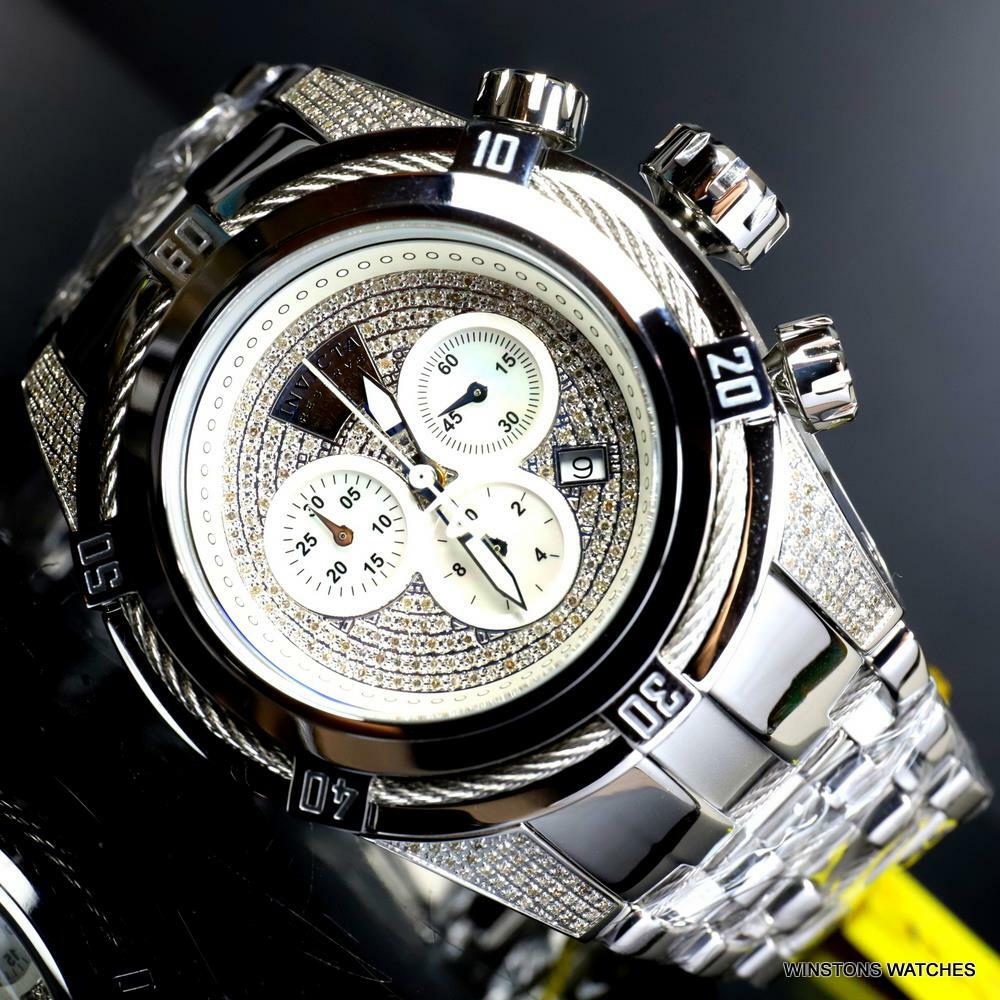 Invicta Reserve Bolt Zeus Diamond 50mm Polished Stainless Steel Swiss Watch New