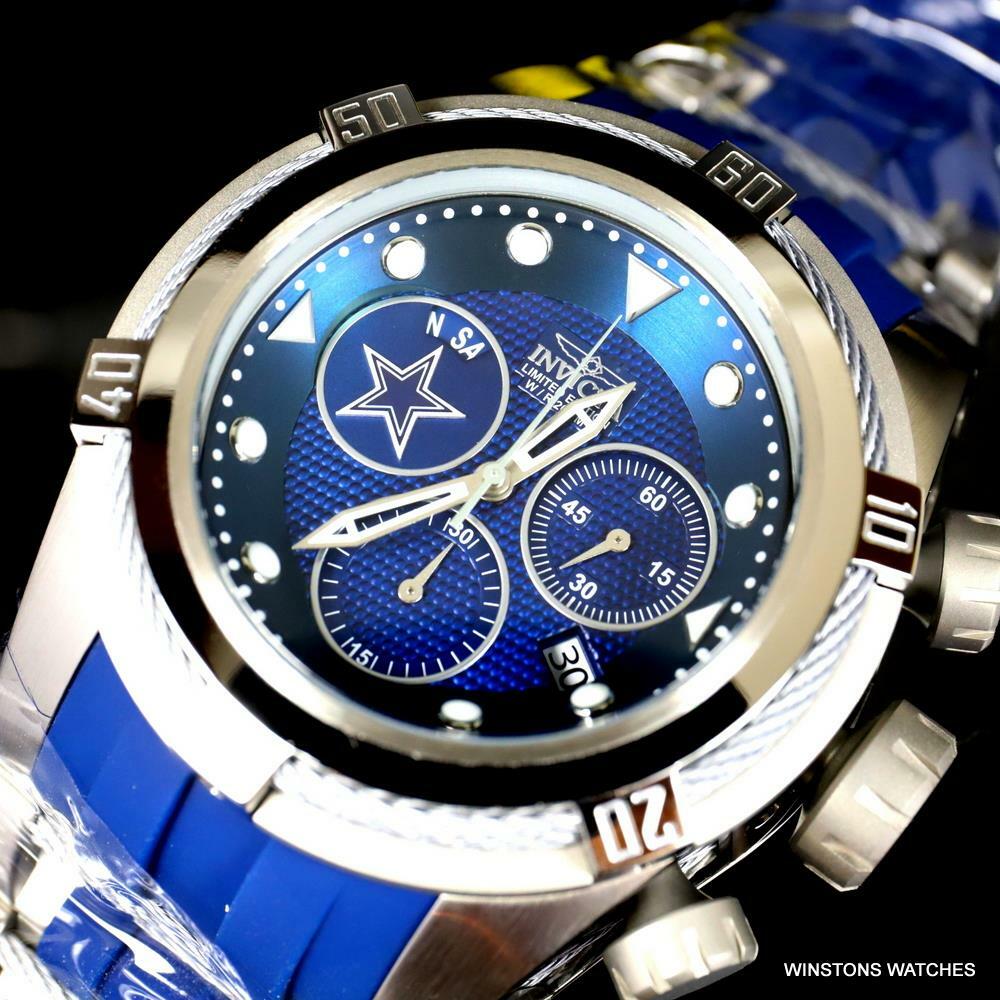 Invicta NFL Bolt Zeus Dallas Cowboys Chronograph Swiss Mvt Blue 52mm Watch New