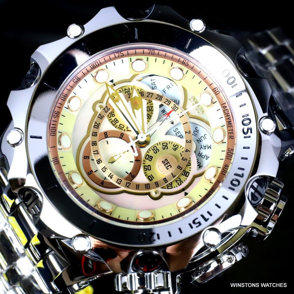 Invicta Reserve Venom Fusian Swiss Master Calendar Steel Gold Tone Watch New