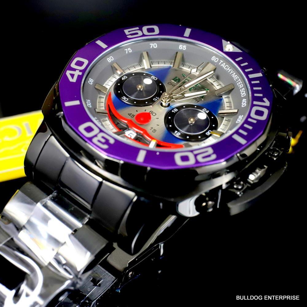 Invicta DC Comics Joker Purple Black Steel Chronograph Limited Ed Watch 52mm New
