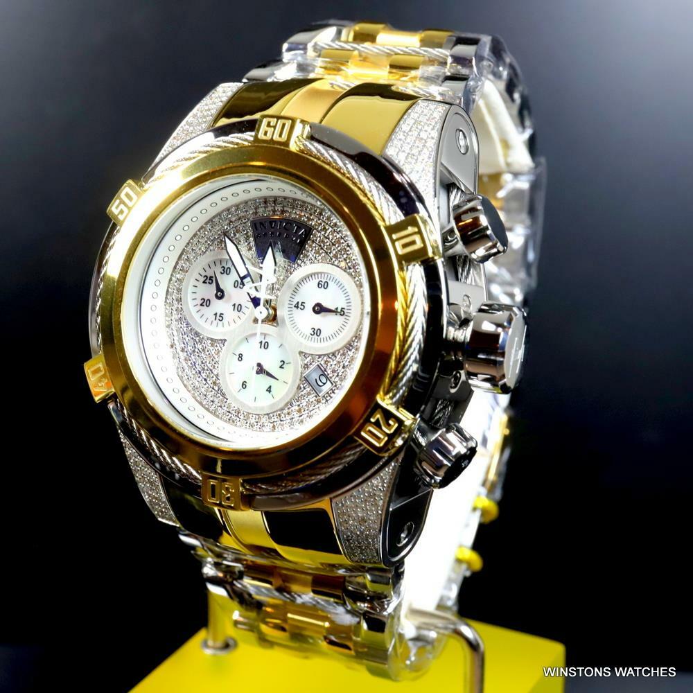 Invicta Reserve Bolt Zeus Diamond 50mm Polished Two Tone Steel Swiss Watch New