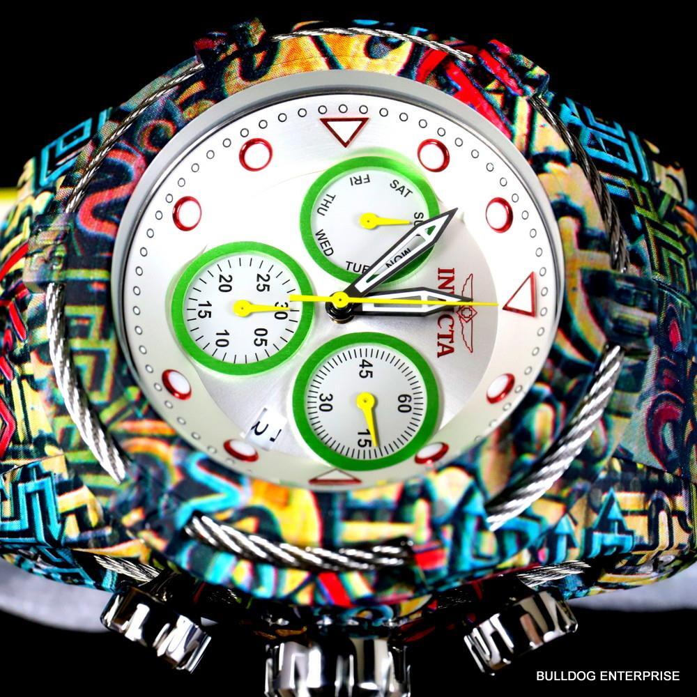 Invicta Bolt Zeus Graffiti Hydroplated Steel White Chronograph Watch 52mm New
