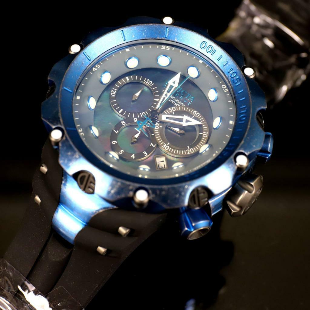 Invicta Reserve Venom Gen II Swiss Made Blue Distressed Black MOP 52mm Watch New