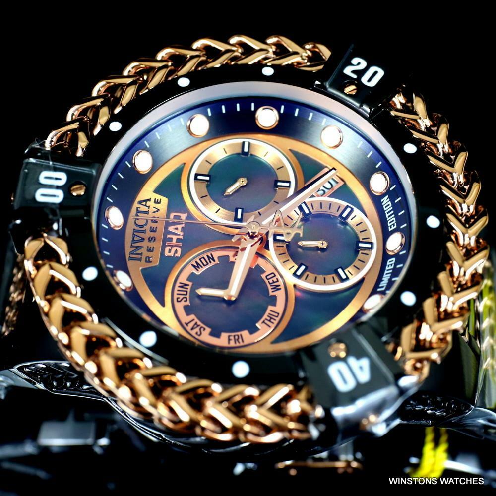 Invicta Reserve Shaq Hercules Black MOP Steel Rose Gold Swiss Mvt Watch 56mm New