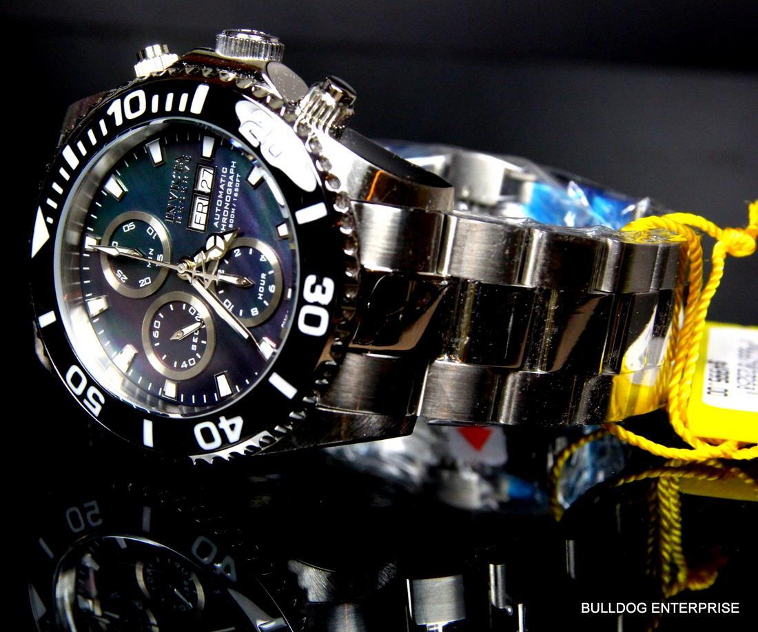 Invicta Reserve Pro Diver Swiss Automatic 7750 Valjoux Black MOP Watch New 1068