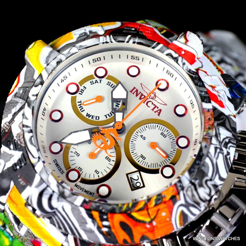 Invicta The Subaqua Graffiti Steel Hydroplated Bracelet Swiss Mvt Watch 50mm New