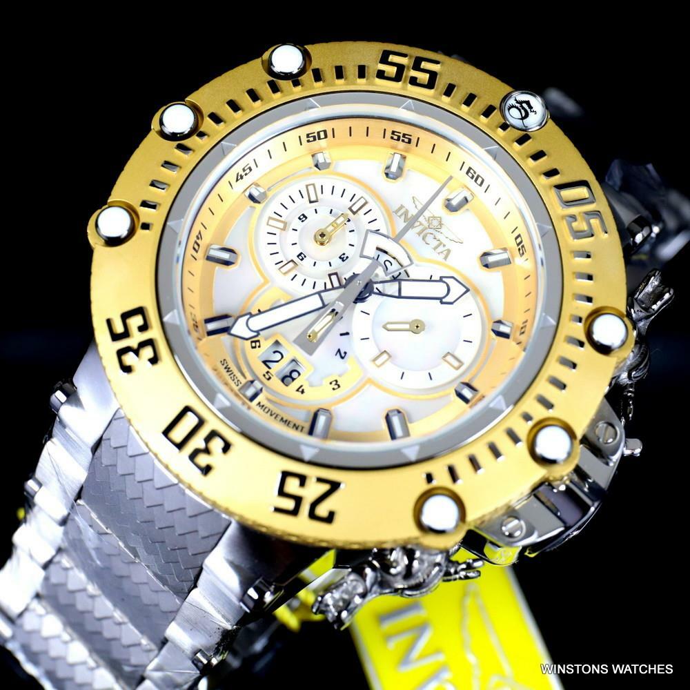 Invicta Subaqua Noma VII Gold Tone MOP Stainless Steel Swiss Mvt Watch 52mm New