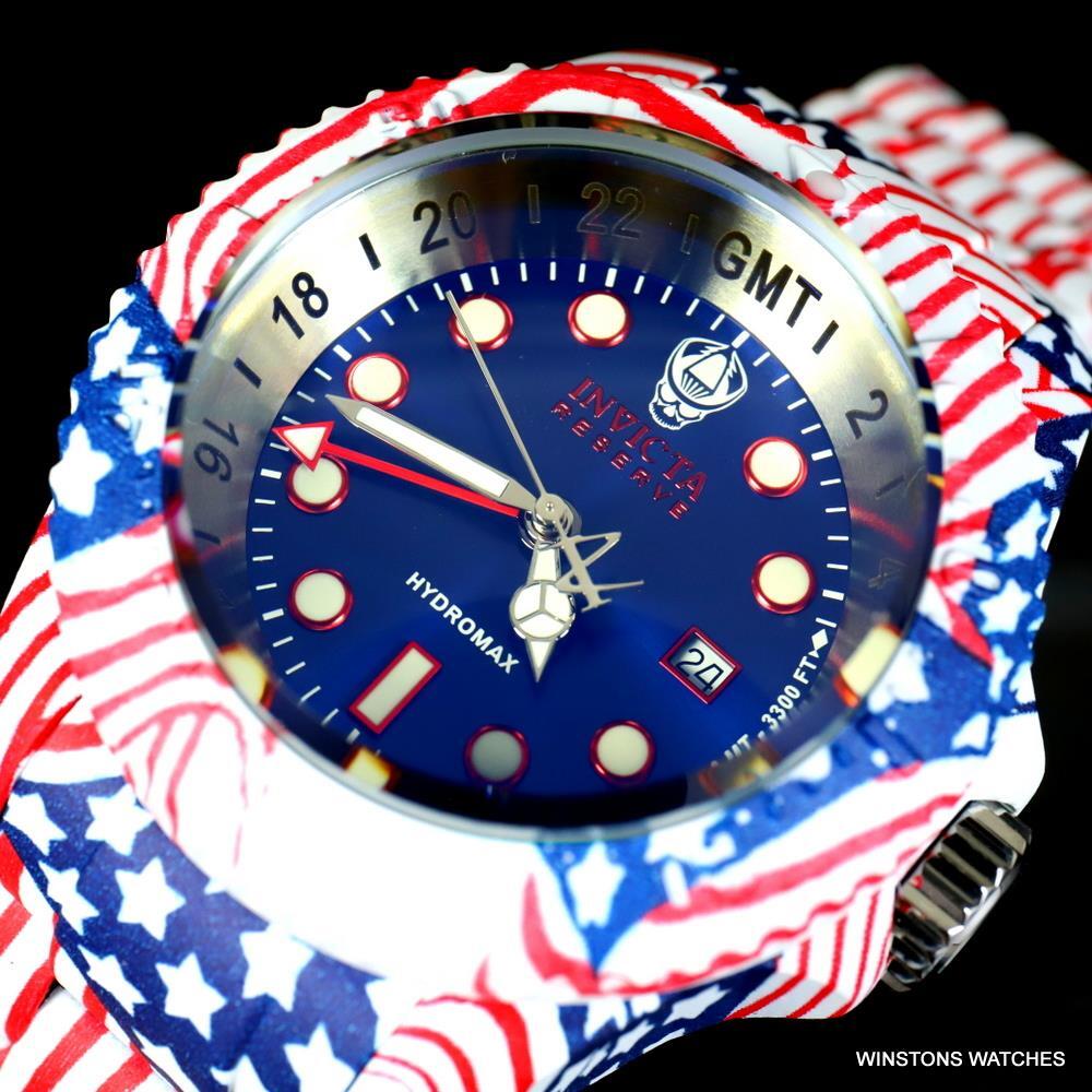 Invicta Reserve Hydromax Hydroplated USA Flag Stars Stripes 52mm Swiss Watch New