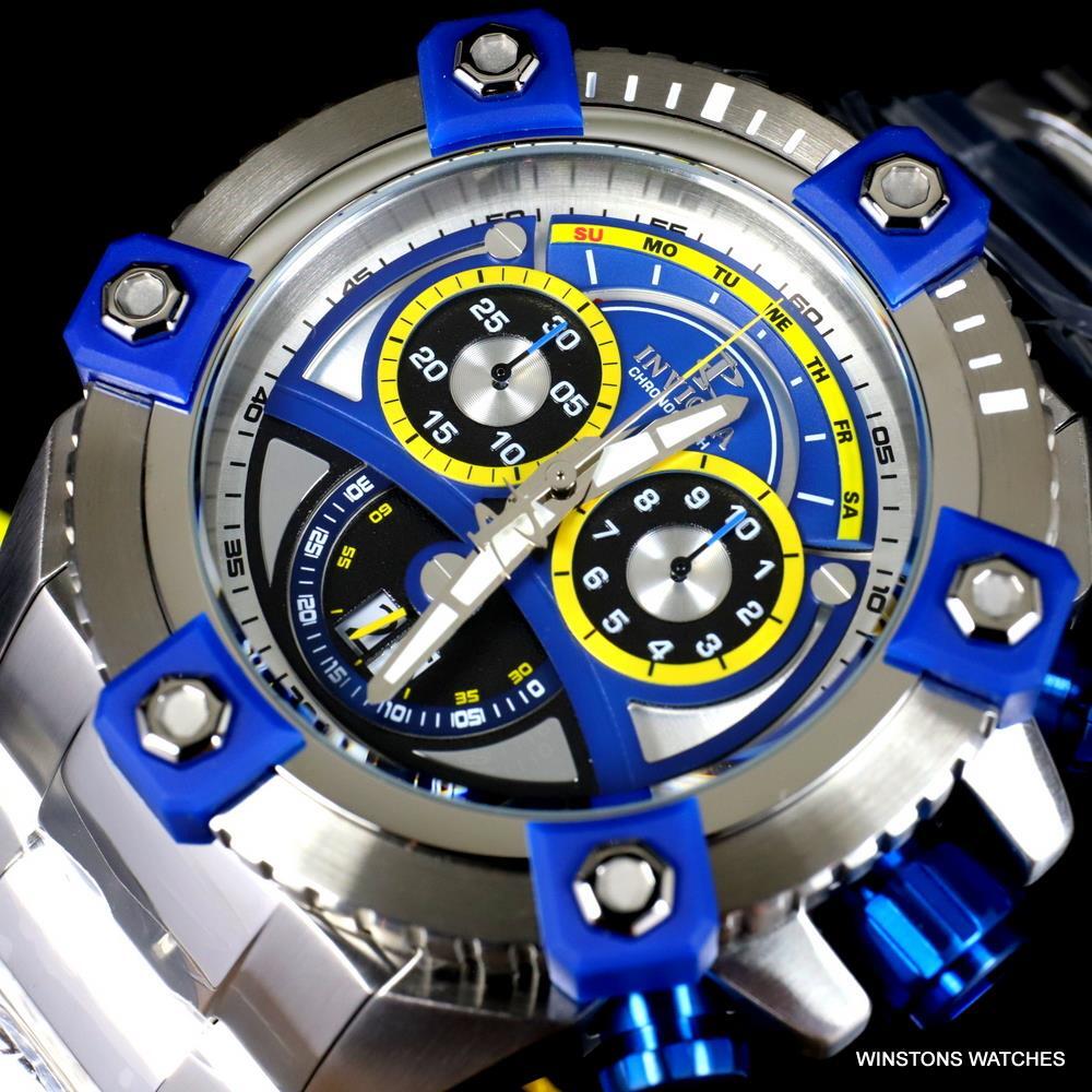 Invicta Reserve Grand Octane 63mm Stainless Steel Swiss Blue Chrono Watch New