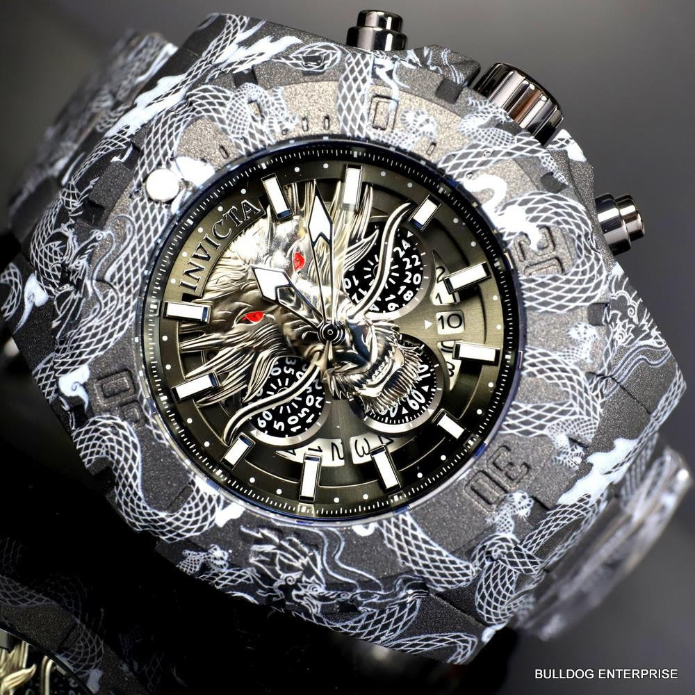 Invicta Pro Diver Dragon Hydroplated Steel 52mm Gray Black Chronograph Watch New