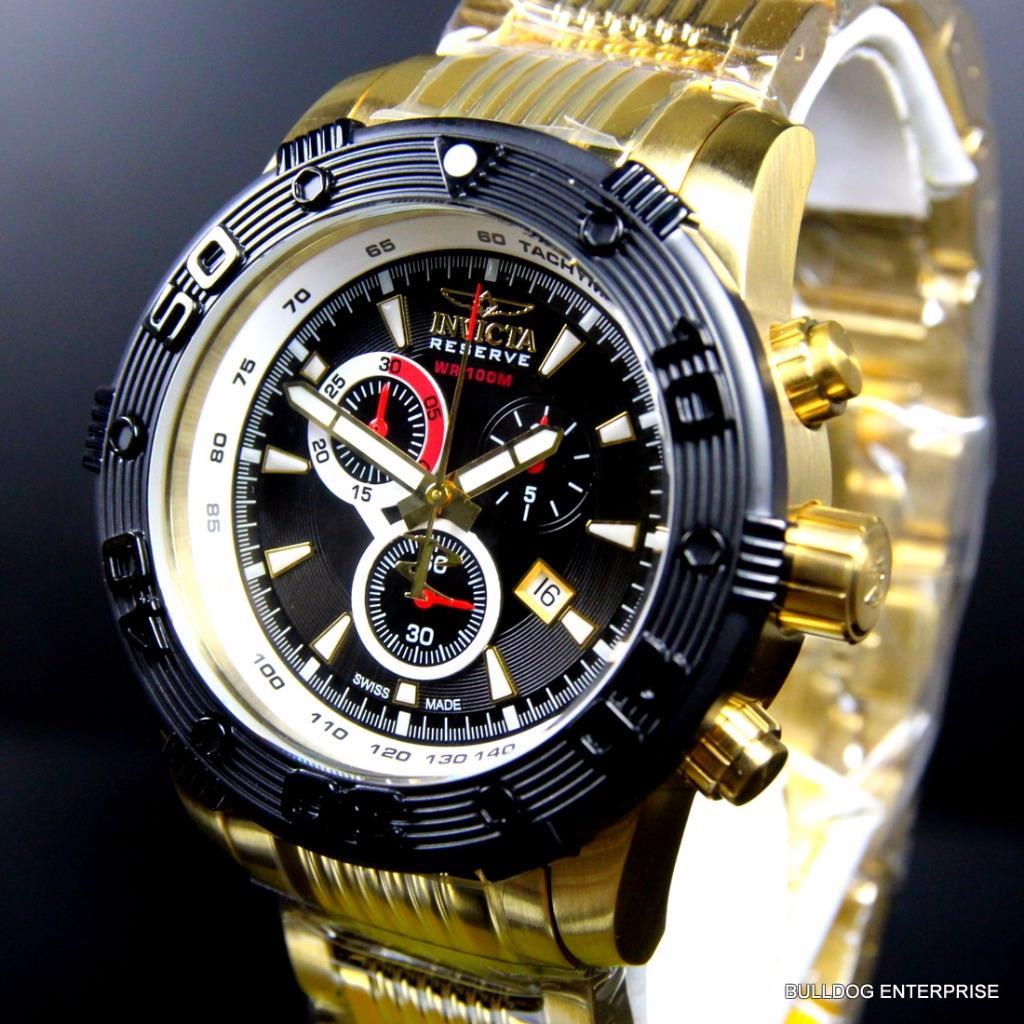 Invicta Reserve Ocean Speedway Gen II Swiss Gold Plated Steel Black Watch New