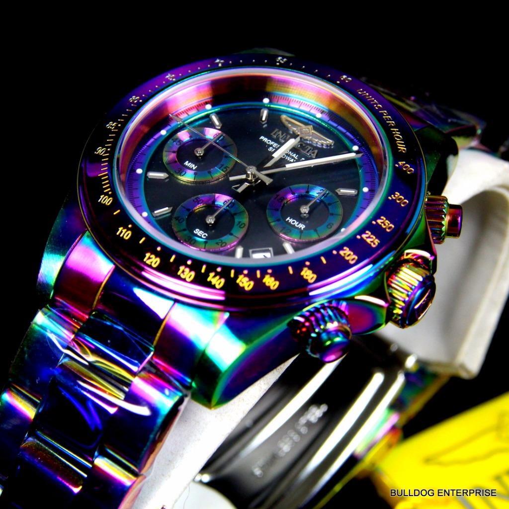 Invicta Speedway Iridescent Chronograph Black Mother of Pearl 40mm Watch New