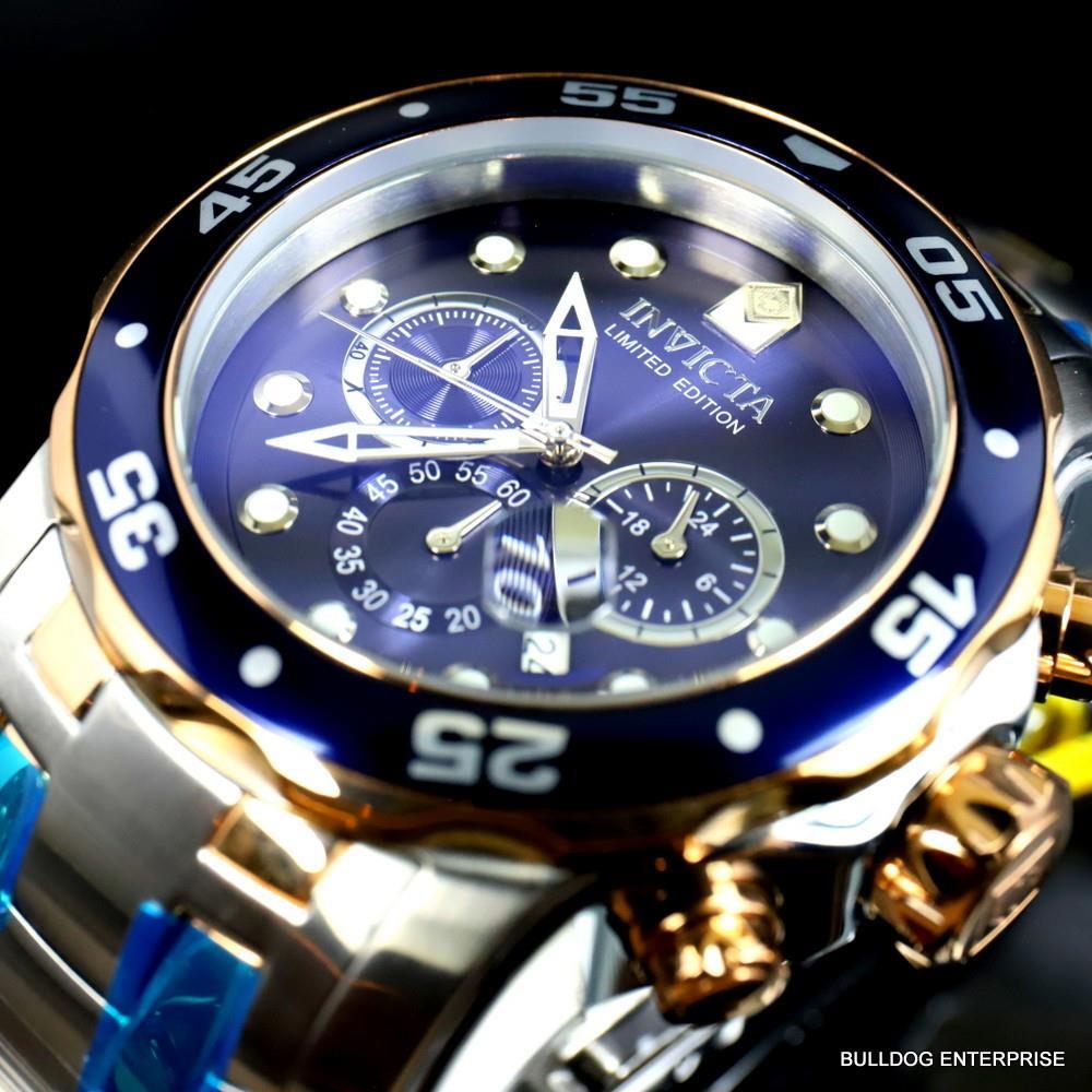 Invicta Pro Diver Scuba Limited Edition Chronograph 48mm Steel Blue Watch New