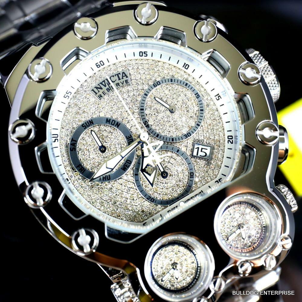 Invicta Bolt Magnum Tria 2.5 CTW Diamond Steel Swiss Chronograph 52mm Watch New